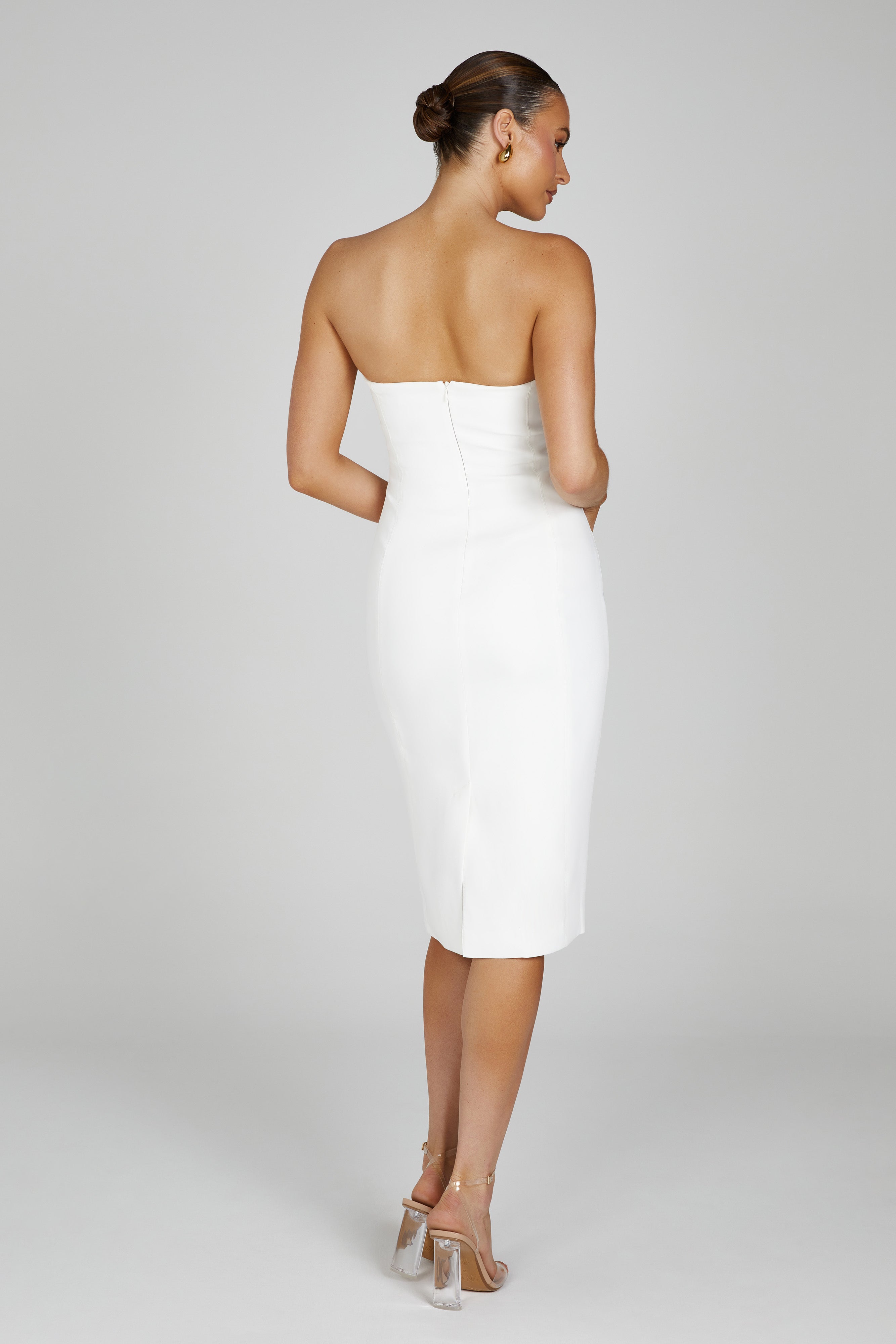 MESHKI Marianne Strapless Crepe Midi Dress - White