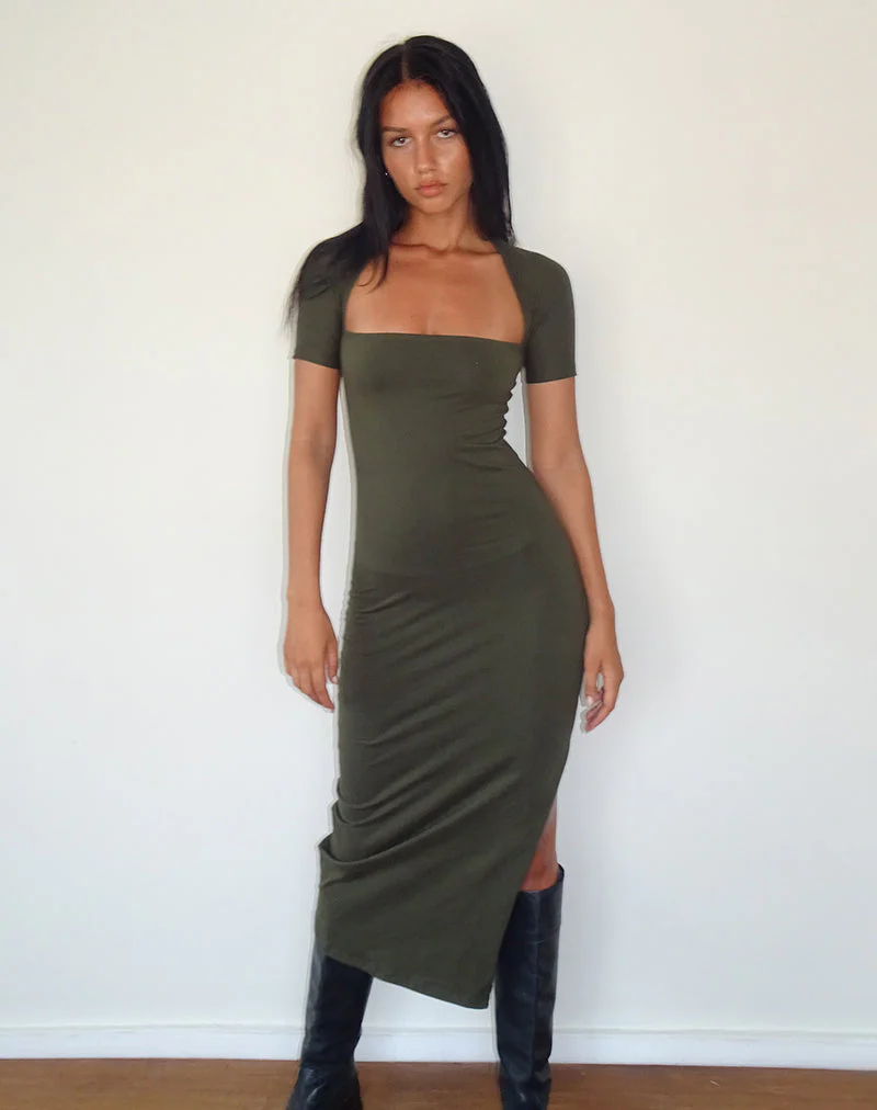 Quala Midi Dress in Olive
