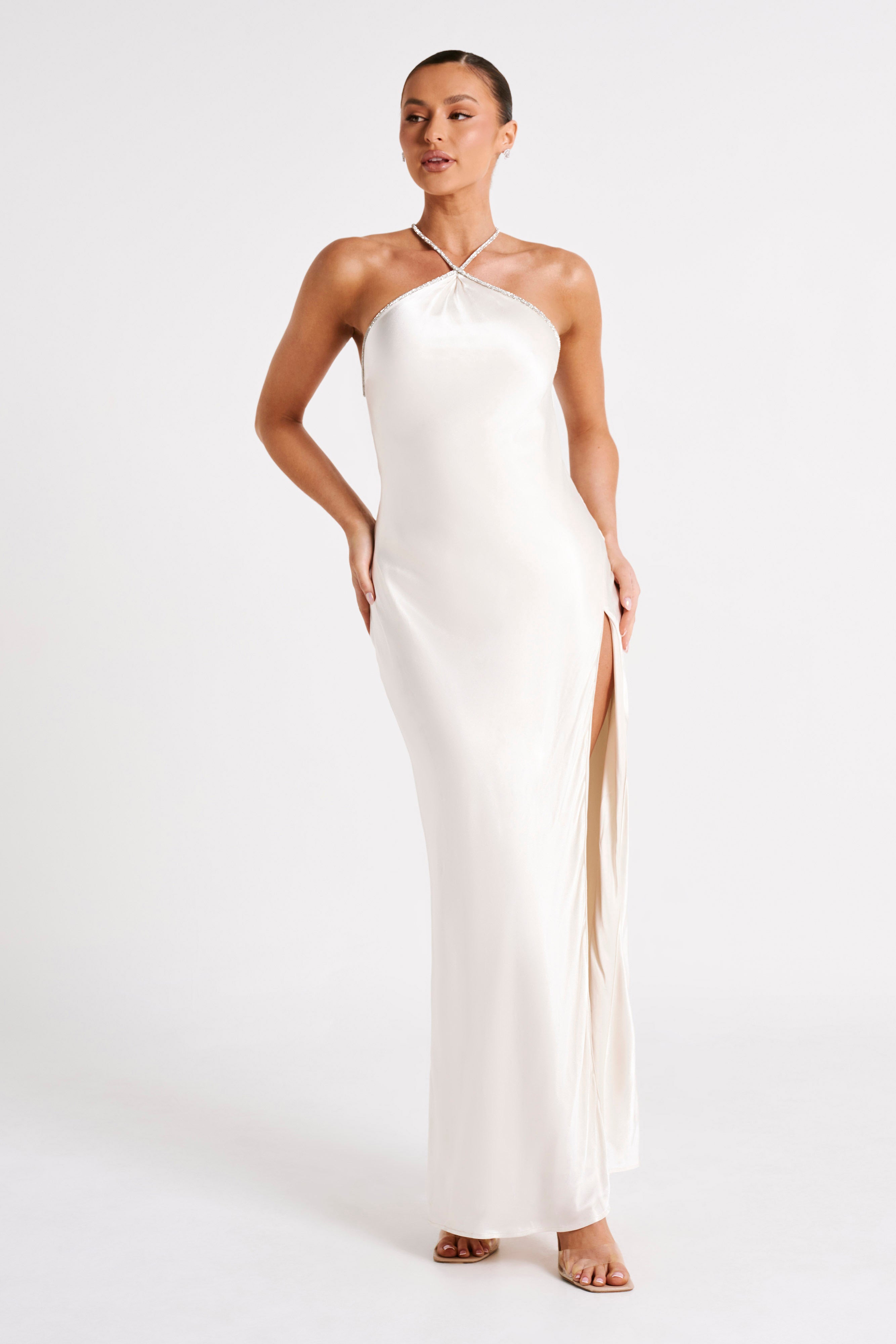 MESHKI Louise Diamante Rope Maxi Dress - Ivory