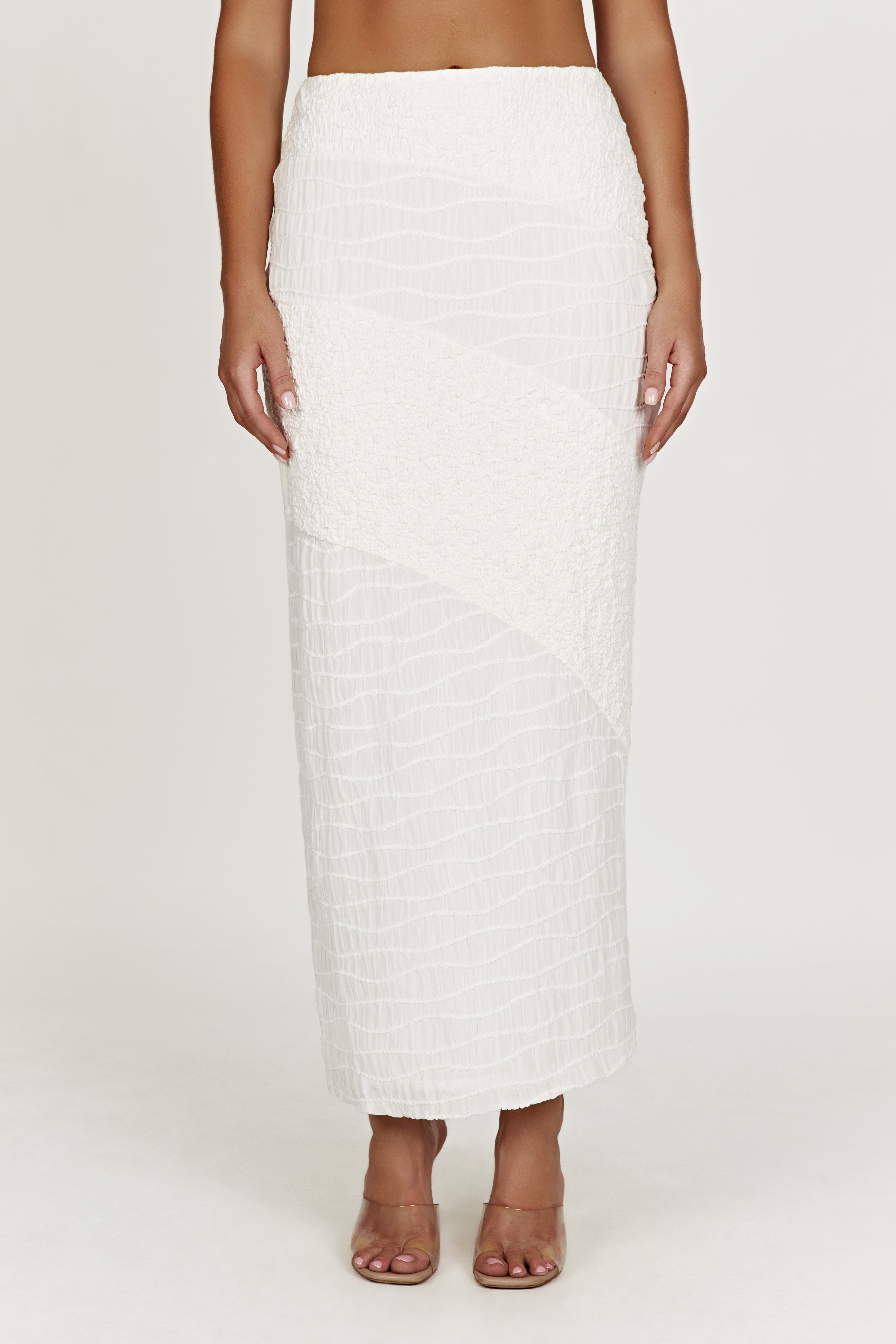 MESHKI Nyah Textured Midi Skirt - White