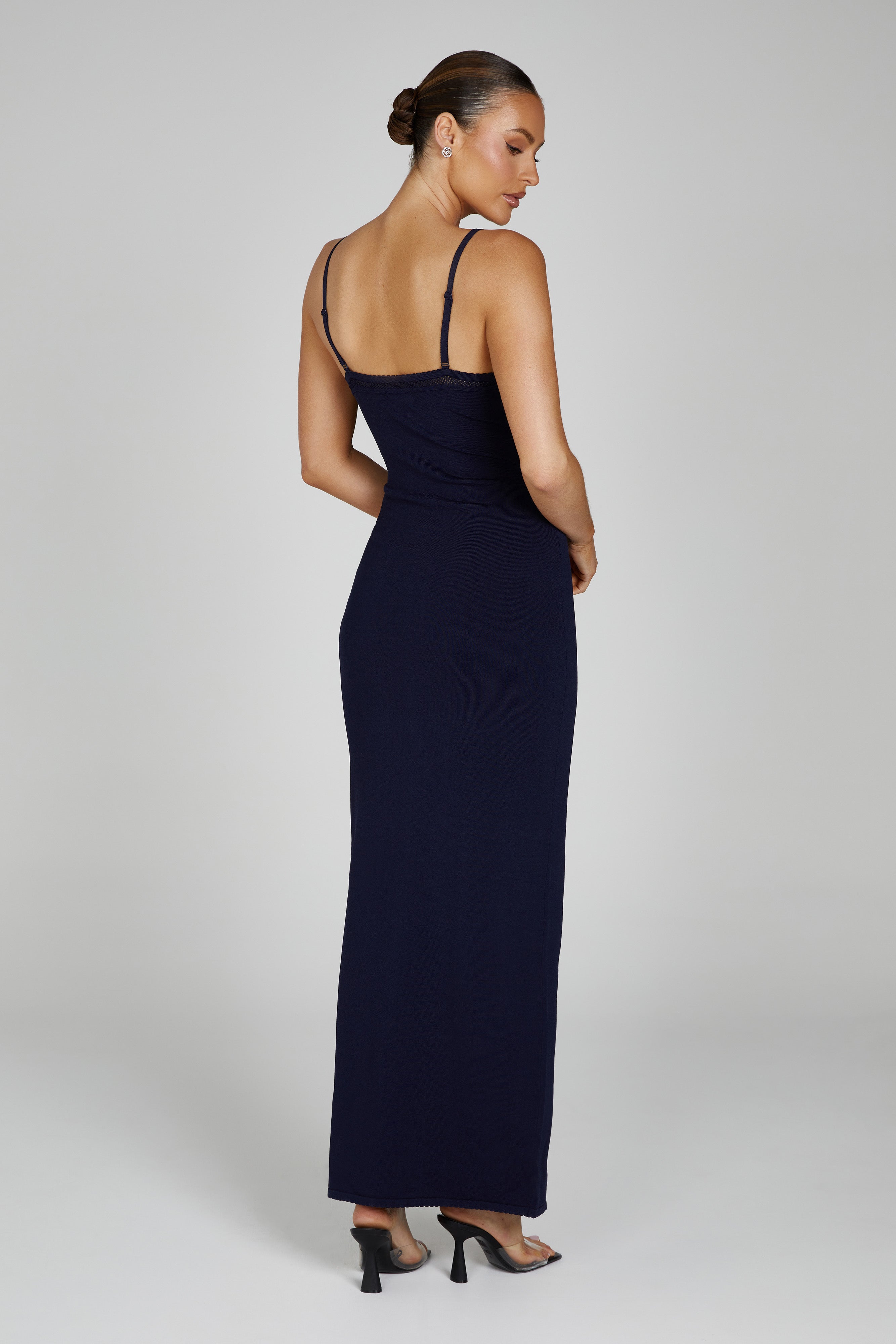 MESHKI Maia Pointelle Knit Maxi Dress - Navy